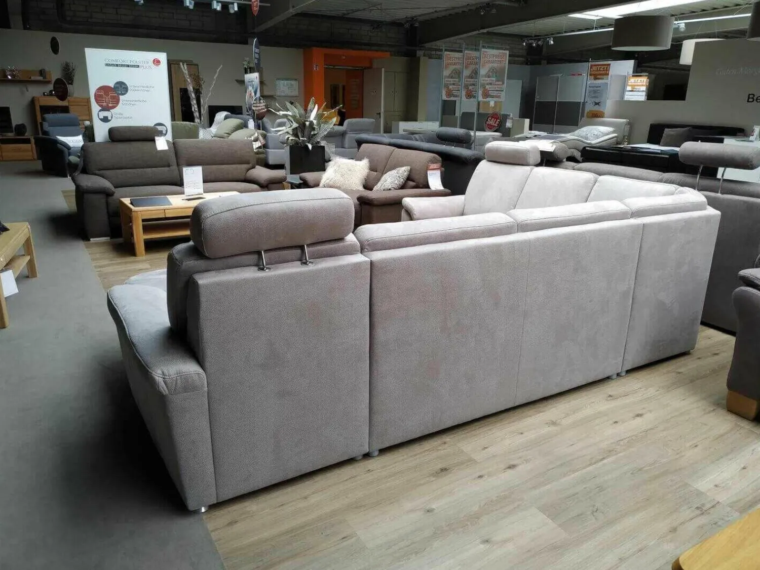 Zehdenick Ecksofas|Ecksofa Triest Tahiti Stoff Holiday Alu mit 2 Kopfstütze