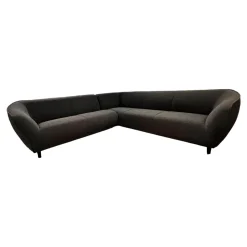 Leolux Ecksofas|Ecksofa Turia Stoff Monza 84 Grau Füße Epoxy Lack Schwarz