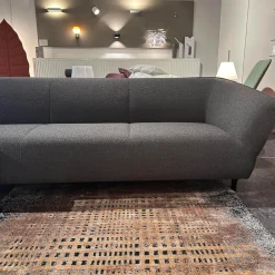Leolux Ecksofas|Ecksofa Turia Stoff Monza 84 Grau Füße Epoxy Lack Schwarz