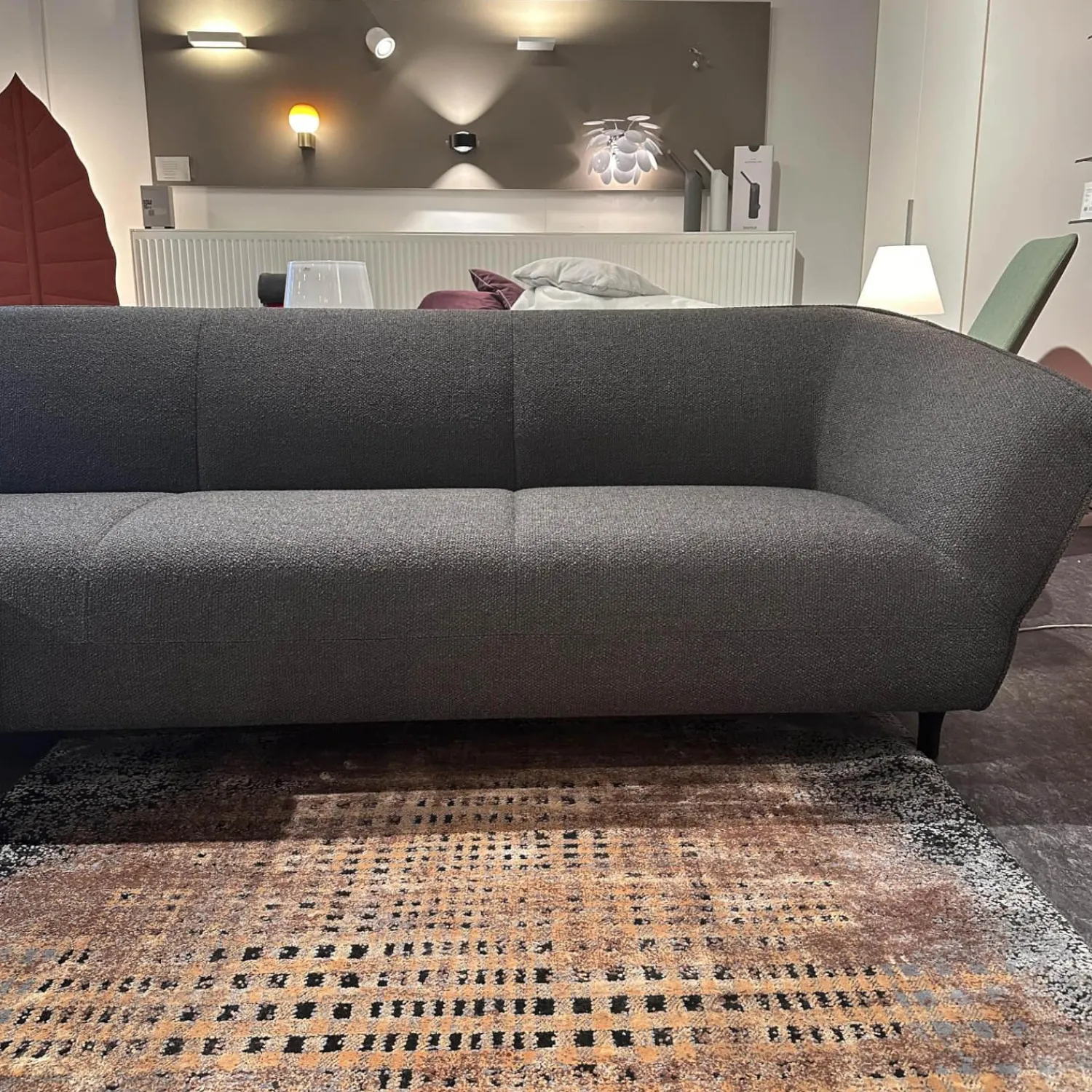 Leolux Ecksofas|Ecksofa Turia Stoff Monza 84 Grau Füße Epoxy Lack Schwarz