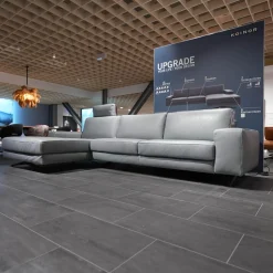 Koinor Ecksofas|Ecksofa Upgrade Leder B-Toro Colorado Faden 0321 Hellgrau
