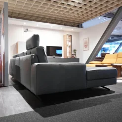 Koinor Ecksofas|Ecksofa Upgrade Leder B-Toro Colorado Faden 0321 Hellgrau