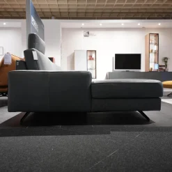 Koinor Ecksofas|Ecksofa Upgrade Leder B-Toro Colorado Faden 0321 Hellgrau