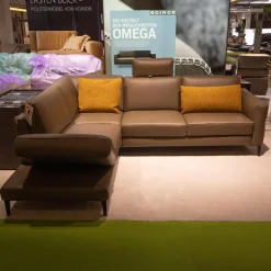 Koinor Ecksofas|Ecksofa Upgrade Leder Dolce Verdure D Braun Eckfuß Metall Schwarz Matt Mit Kissen