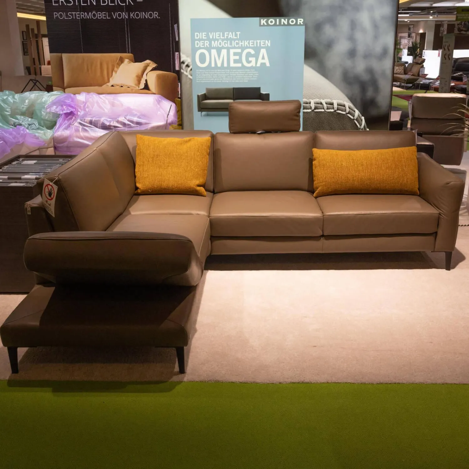 Koinor Ecksofas|Ecksofa Upgrade Leder Dolce Verdure D Braun Eckfuß Metall Schwarz Matt Mit Kissen