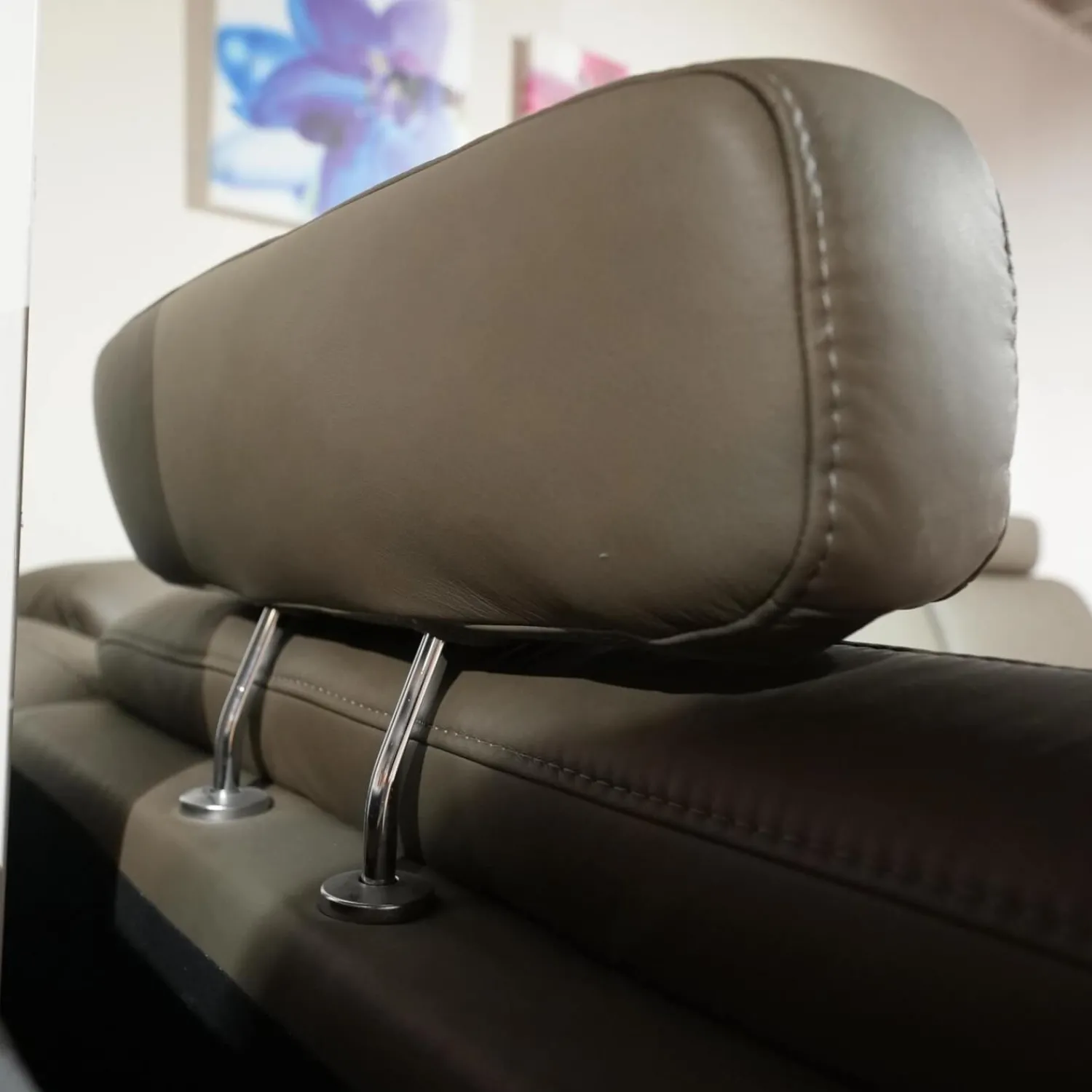 Polinova Ecksofas|Ecksofa Urbino Leder Vivre Smoke Grau Füße Aluminium Inklusive Kopfstütze