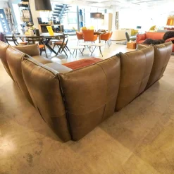 Jess Ecksofas|Ecksofa Vasa Rustikales Leder Dunkelbraun Beine Schwarz