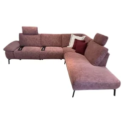 Carina Ecksofas|Ecksofa Vino Stoff Cosmopolitan Rosewood Rot Rosa Fuß 284 Schwarz Matt Inklusive 2 Kopfstützen Und 3 Kissen