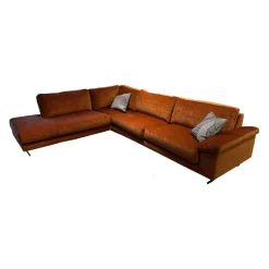 Violetta Ecksofas|Ecksofa Vita 14 Stoff Verotex Hawk 20 Canyon Kupfer Orange Kufe Schwarz Ohne Dekokissen