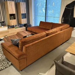 Violetta Ecksofas|Ecksofa Vita 14 Stoff Verotex Hawk 20 Canyon Kupfer Orange Kufe Schwarz Ohne Dekokissen