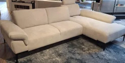 Rom Ecksofas|Ecksofa Wave Stoff Wandoo Naturelle Beige Füße Schwarz Lackiert