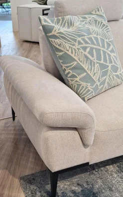 Rom Ecksofas|Ecksofa Wave Stoff Wandoo Naturelle Beige Füße Schwarz Lackiert