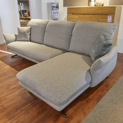 W. Schillig Ecksofas|Ecksofa Willoow Bezug Stoff Silver Grey 01022 Metallkufe Schwarz FT9 M99 Inklusive Sitztiefenverstellung Und 2 Kissen