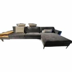 WK Wohnen Ecksofas|Ecksofa WK610 Indigo Stoff PG:2 WK16094 Anthrazit mit Hocker