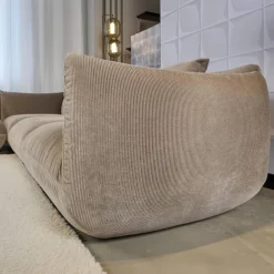 COR Ecksofas|Ecksofa Wohnlandschaft Jalis 21 Stoff d 9077 Nougat Hellbrau Nahtband 5097 Kitt