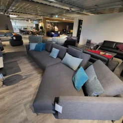 Rolf Benz Wohnlandschaften|Ecksofa Wohnlandschaft Onda Bezug Stoff 05.464 Eisengrau Füße Massivholz Eiche Schwarz Gebeizt Inklusive Kissen