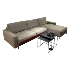 Artanova Ecksofas|Ecksofa Xenia Stoff U3471 Q2 Grau Taupe Füße Metall Schwarz