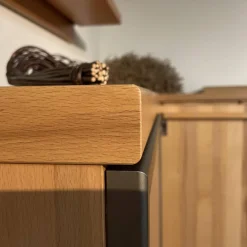 Rietberger Möbelwerke Wohnwände & Tv-Lowboards|Eck-Wohnwand FINO Kernbuche Furniert Mit Glaselementen Und Spiegelrückwänden