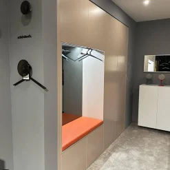 Schönbuch Garderoben|Einbaugarderobe Cabin Lack Rosenholz Fachböden Melamin Beschichtet Dunkelgrau Inklusive Beleuchtung