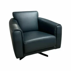 Musterring Fernsehsessel|Einzelsessel Schillig MR 2490 Leder Z73/28 Blue Blau Gestell Stahl Nickel Satiniert