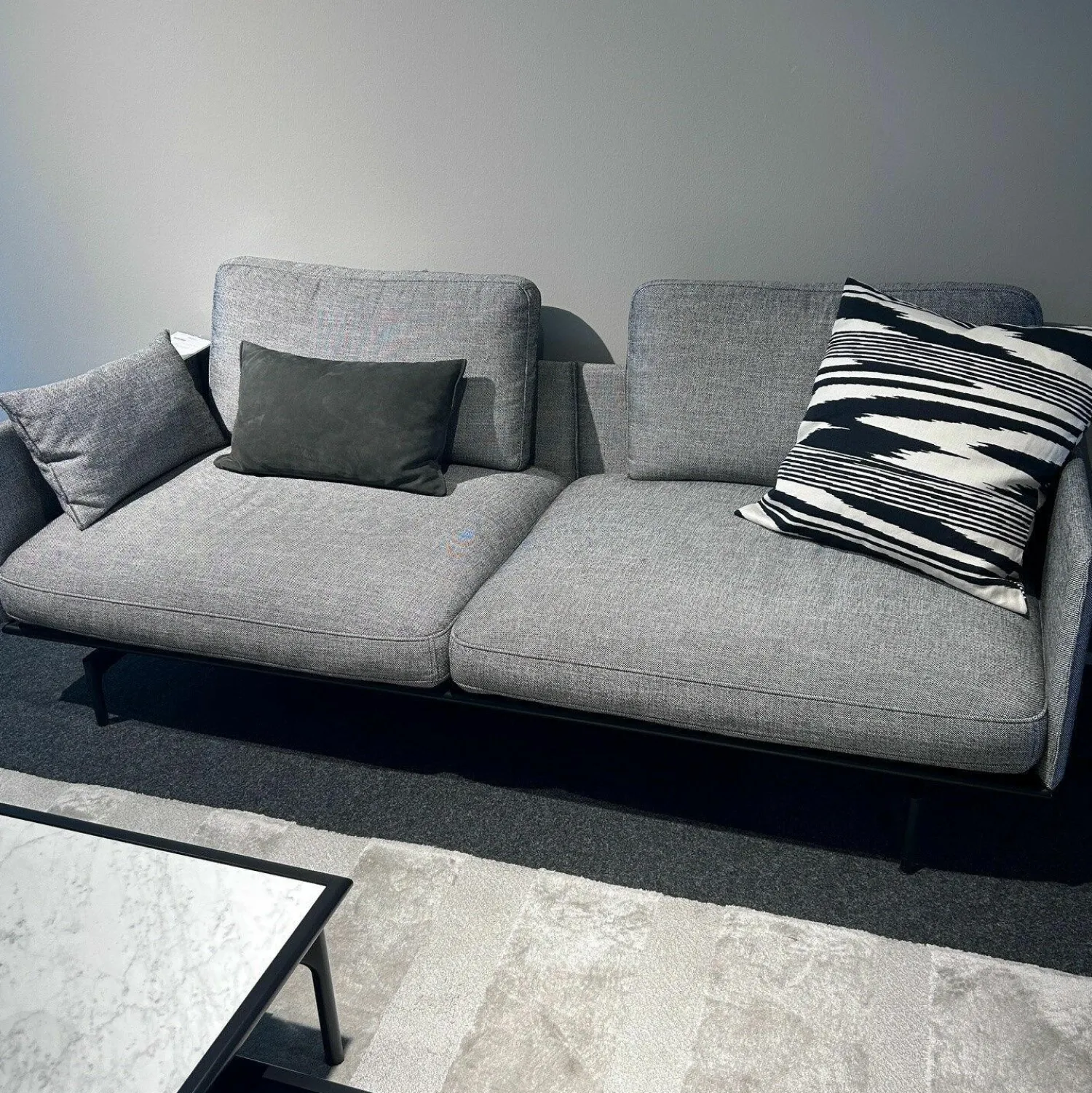 Rolf Benz 3-Sitzer-Sofas|Einzelsofa Liv Smart aus Stoff 18 100 Schwarz Weiß Füße Metall Tiefschwarz Pulverbeschichtet