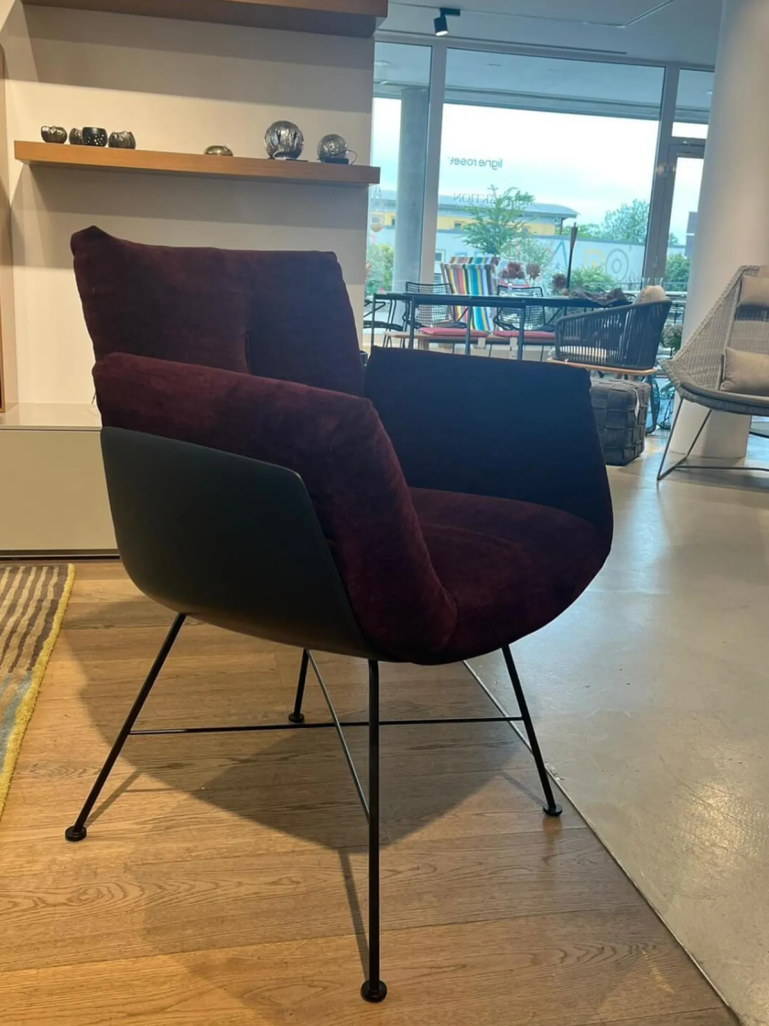 COR Einzelstühle|Einzelstuhl Alvo Stoff Bordeaux Rot Violett Gestell Schwarz