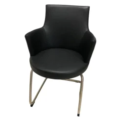 Venjakob Einzelstühle|Einzelstuhl Marta Leder Schwarz mit Drehfunktion