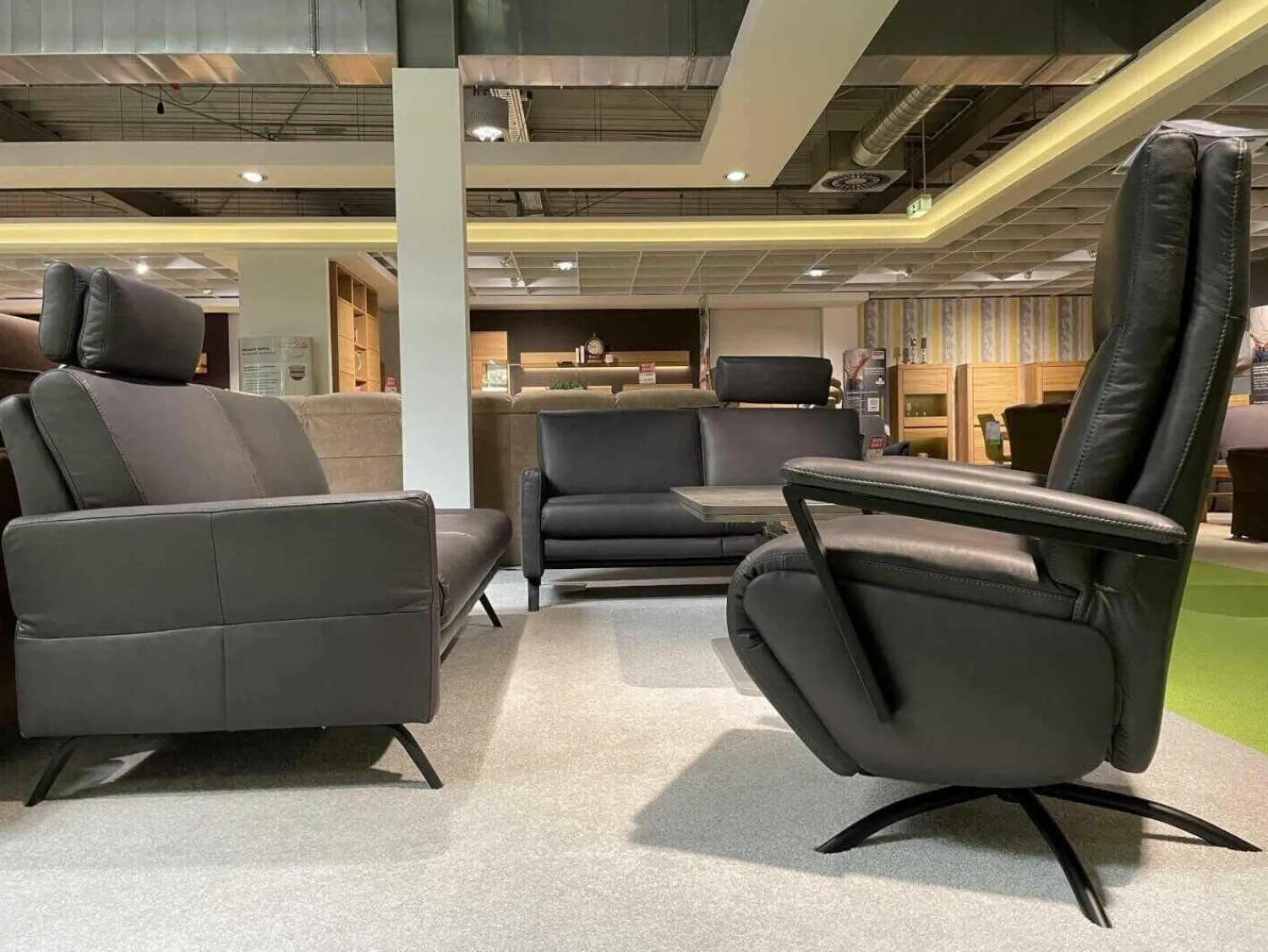 Steinpol Polstergruppen|Elementgruppe Ortho Sedis 2.0 Anthrazit Leder Longlife Evita Anthrazit Metallfuß Schwarz