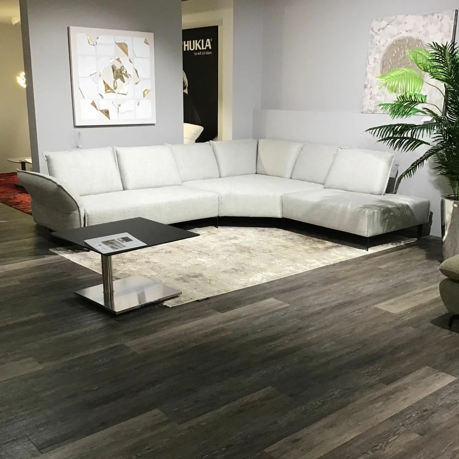 W. Schillig Ecksofas|Elementgruppe Wenzel Stoff Silver Grey Grau Weiß Füße Metall Schwarz Inklusive Kissen