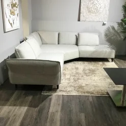 W. Schillig Ecksofas|Elementgruppe Wenzel Stoff Silver Grey Grau Weiß Füße Metall Schwarz Inklusive Kissen