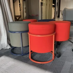 COR Hocker & Sitzsäcke|5er Hockergruppe Drop In Dunkelblau Rotorange Und Olive