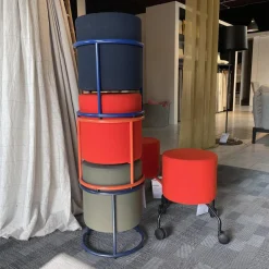 COR Hocker & Sitzsäcke|5er Hockergruppe Drop In Dunkelblau Rotorange Und Olive