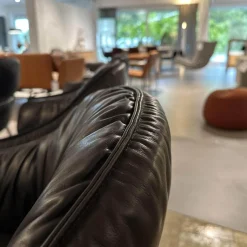 Freifrau Stuhlsets|6er Set Armchair Marie Leder Adora Canelo 95007 Schwarz 4 Fuß Stahlgestell Bronze Lasur Schwarz