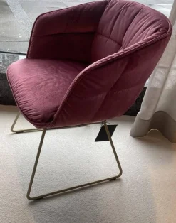 Freifrau Stuhlsets|4er Set Armchair Marla Stoff Avalon 2 Altrose Rot Drahtgestell Metall Messing ME021