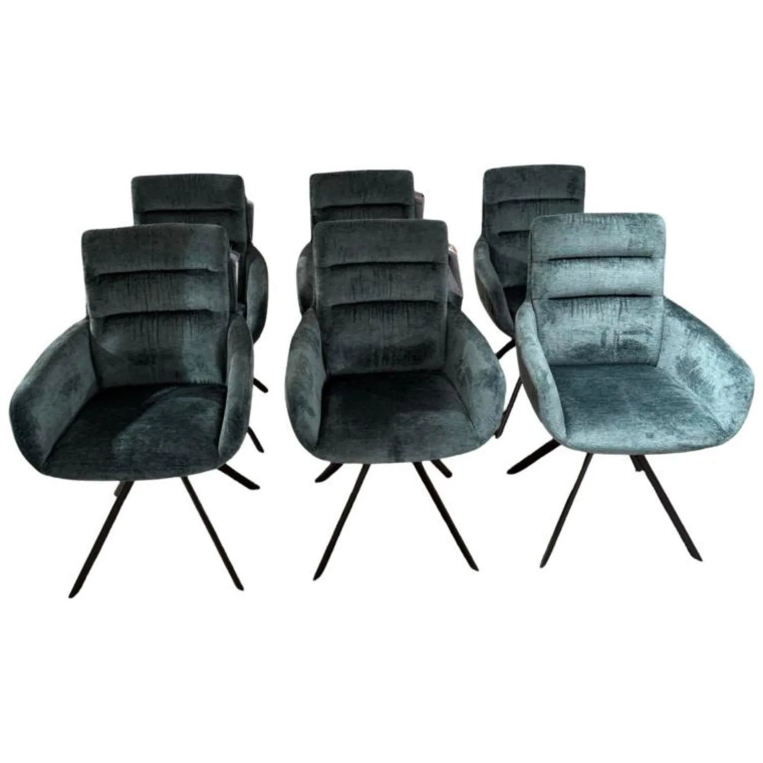 Venjakob Stuhlsets|6er Set Armlehnenstuhl Felia Stoff A Petrol Blau Drehgestell Metall Anthrazit Matt