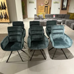 Venjakob Stuhlsets|6er Set Armlehnenstuhl Felia Stoff A Petrol Blau Drehgestell Metall Anthrazit Matt