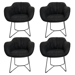 Contur Stuhlsets|4er Set Armlehnenstuhl Sevano Leder Miura 51 Anthrazit Gestell Metall Schwarz Pulverbeschichtet