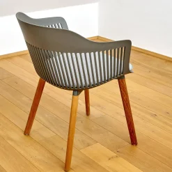 DEDON Stuhlsets|2er Set Armlehnstuhl Aiir Kunststoff Pepper Grau Füße Teak