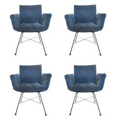 COR Stuhlsets|4er Set Armlehnstuhl Alvo Schale Schwarz Stoff 8145 Dunkelgrau Drahtgestell 4 Fuß Schwarz