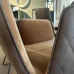 Freifrau Stuhlsets|6er Set Armlehnstuhl Amelie High Außen Leder Muscat Coffee Braun Grau Innen Stoff Harald 3 Braun Drahtgestell Tiefschwarz Schwarz