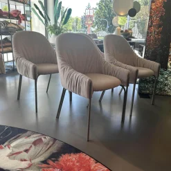 Freifrau Stuhlsets|4er Set Armlehnstuhl Celine Low Stoff Smart Dune Beige Gestell Stahl Beige Grau