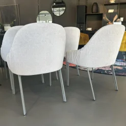 Freifrau Stuhlsets|4er Set Armlehnstuhl Celine Low Stoff Smart Dune Beige Gestell Stahl Beige Grau