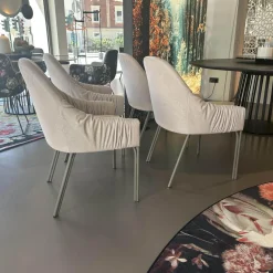 Freifrau Stuhlsets|4er Set Armlehnstuhl Celine Low Stoff Smart Dune Beige Gestell Stahl Beige Grau