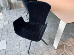 Draenert Stuhlsets|6er Set Armlehnstuhl Dexter Stoff Charmelle Cloud 64 Blau Sternfußgestell Schwarz Drehbar Mit Gleitern