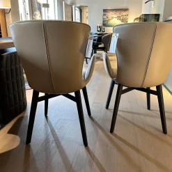 Draenert Stuhlsets|2er Set Armlehnstuhl Dexter 2056 I Leder 3 Select 12 Schlamm Braun Beige Grau Gestell Mooreiche