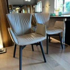 Draenert Stuhlsets|2er Set Armlehnstuhl Dexter 2056 I Leder 3 Select 12 Schlamm Braun Beige Grau Gestell Mooreiche