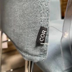 COR Stuhlsets|4er Set Armlehnstuhl Fino 202 Bezg Stoff 7186 Sky Drahtgestell Verchromt