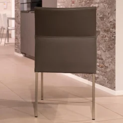 Bert Plantagie Stuhlsets|2-er Set Armlehnstuhl Groove-E Leder Tendens Farbe LD 1200 Graniet Gestell Edelstahl