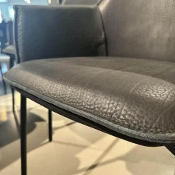 Freifrau Stuhlsets|6er Set Armlehnstuhl High Grace Leder Magnum Ebony 96001 Schwarz Gestell Stahl Schwarz