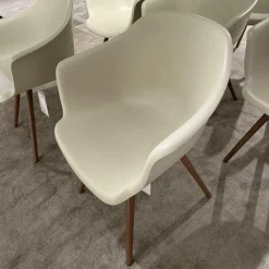 Cattelan Italia Stuhlsets|8er Set Armlehnstuhl Indy Schale Polyurethan Lino Beige Gestell Buche Gebeizt